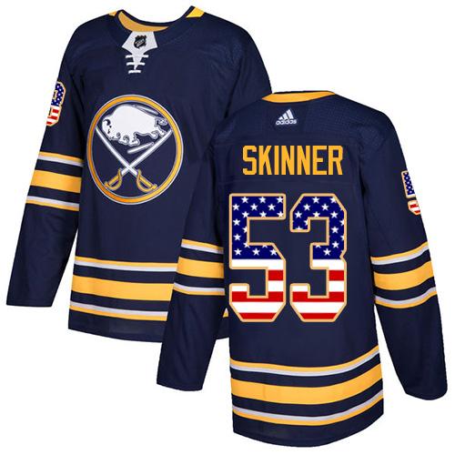 Adidas Sabres #53 Jeff Skinner Navy Blue Home Authentic USA Flag Stitched NHL Jersey