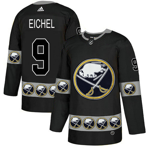 Adidas Sabres #9 Jack Eichel Black Authentic Team Logo Fashion Stitched NHL Jersey