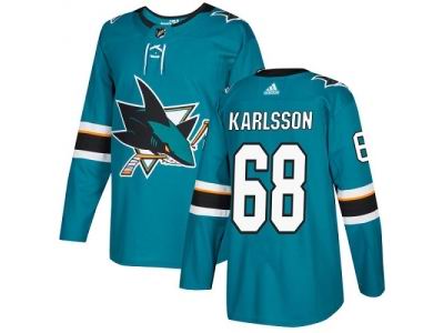 Adidas San Jose Sharks #68 Melker Karlsson Teal Home Jersey