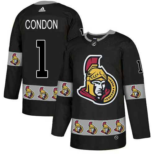Adidas Senators #1 Mike Condon Black Authentic Team Logo Fashion Stitched NHL Jersey