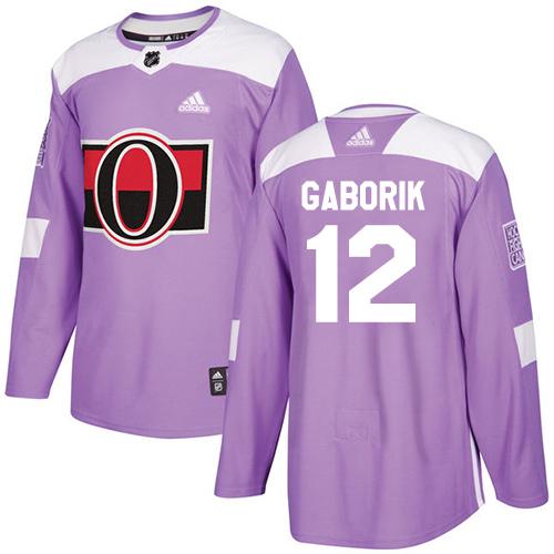 Adidas Senators #12 Marian Gaborik Purple Authentic Fights Cancer Stitched NHL Jersey