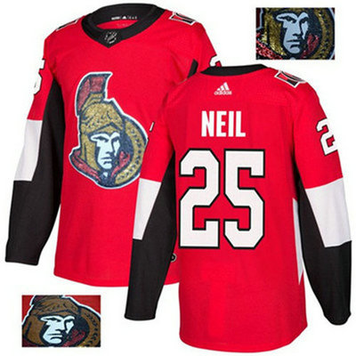 Adidas Senators #25 Chris Neil Red Home Authentic Fashion Gold Stitched NHL Jersey