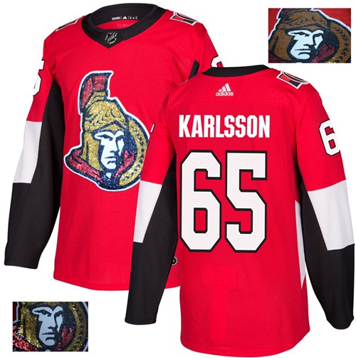 Adidas Senators #65 Erik Karlsson Red Home Authentic Fashion Gold Stitched NHL Jersey