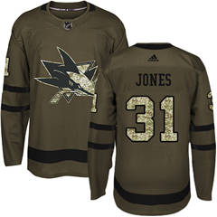 Adidas Sharks #31 Martin Jones Green Salute to Service Stitched NHL Jersey