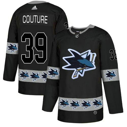 Adidas Sharks #39 Logan Couture Black Authentic Team Logo Fashion Stitched NHL Jersey