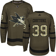 Adidas Sharks #39 Logan Couture Green Salute to Service Stitched NHL Jersey
