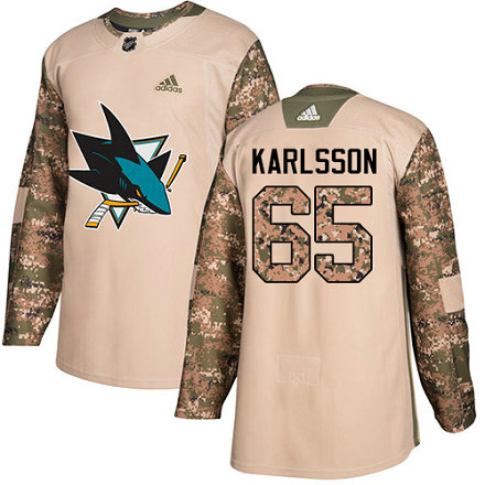 Adidas Sharks #65 Erik Karlsson Camo Authentic 2017 Veterans Day Stitched Youth NHL Jersey