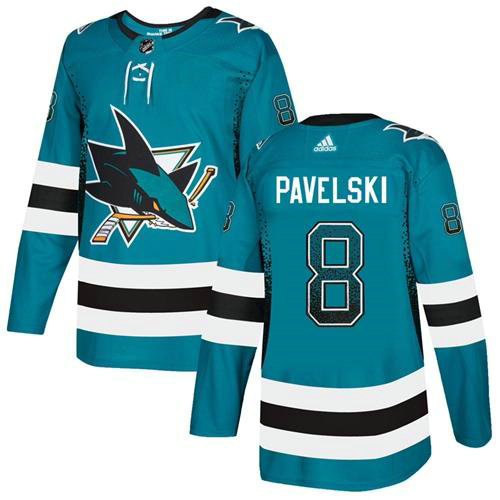 Adidas Sharks #8 Joe Pavelski Teal Home Authentic Drift Fashion Stitched NHL Jersey