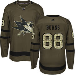 Adidas Sharks #88 Brent Burns Green Salute to Service Stitched NHL Jersey