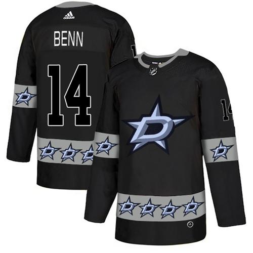 Adidas Stars #14 Jamie Benn Black Authentic Team Logo Fashion Stitched NHL Jersey