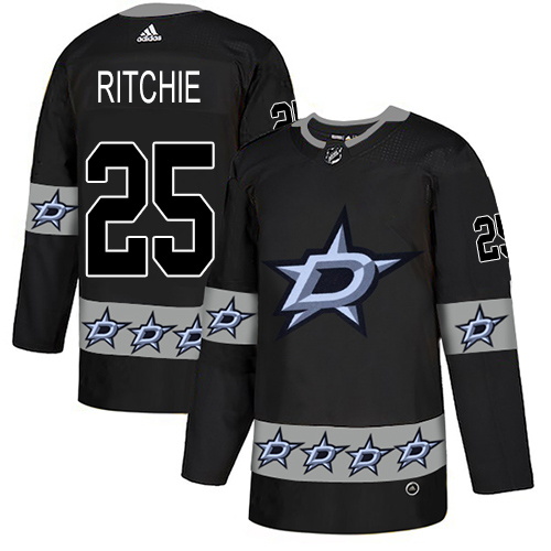Adidas Stars #25 Brett Ritchie Black Authentic Team Logo Fashion Stitched NHL Jersey