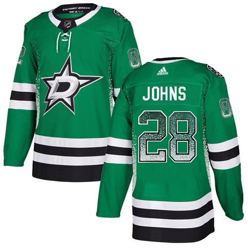 Adidas Stars #28 Stephen Johns Green Home Authentic Drift Fashion Stitched NHL Jersey