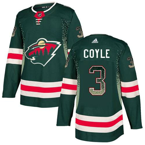 Adidas Wild #3 Charlie Coyle Green Home Authentic Drift Fashion Stitched NHL Jersey