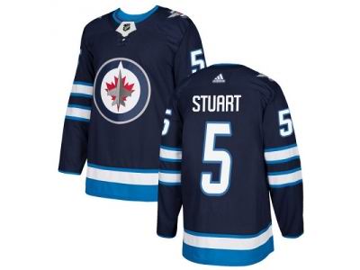 Adidas Winnipeg Jets #5 Mark Stuart Navy Blue Home Jersey