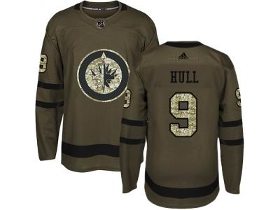 Adidas Winnipeg Jets #9 Bobby Hull Green Salute to Service Jersey