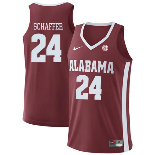 Alabama Crimson Tide #24 Lawson Schaffer Red College Basketball Jersey