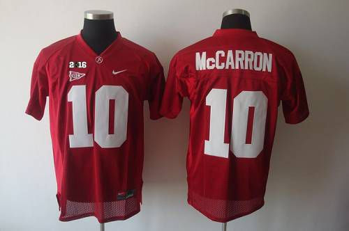 Alabama Crimson Tide 10 AJ McCarron Red 2016 College Football Playoff National Championship Patch NCAA Jersey