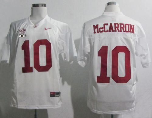 Alabama Crimson Tide 10 AJ McCarron White SEC 2016 College Football Playoff National Championship Patch NCAA Jersey