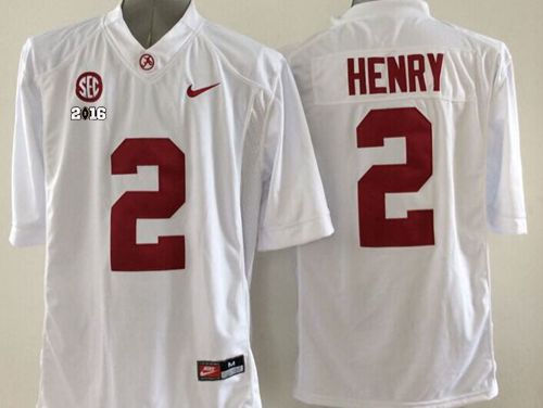 Alabama Crimson Tide 2 Derrick Henry White SEC & 2016 College Football Playoff National Championship Patch NCAA Jersey