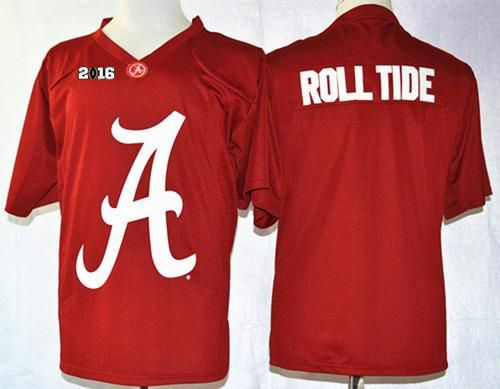 Alabama Crimson Tide Roll Tide Red Pride Fashion 2016 College Football Playoff National Championship Patch NCAA Jersey