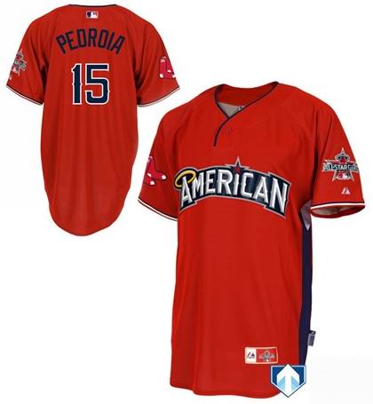 American League Authentic Boston Red Sox #15 Dustin Pedroia 2010 All-Star Jersey red