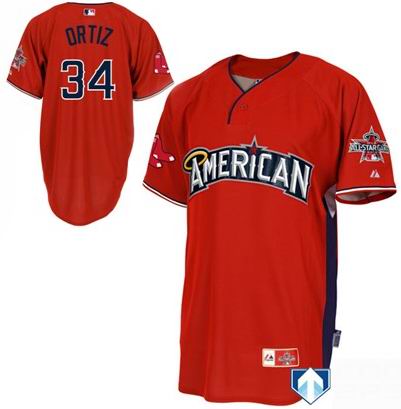 American League Authentic Boston Red Sox #34 David Ortiz 2010 All-Star Jerseys red