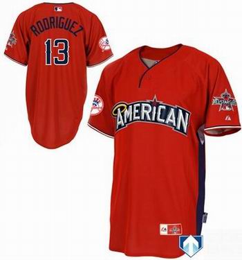 American League Authentic New York Yankees #13 Alex Rodriguez 2010 All-Star Jersey red