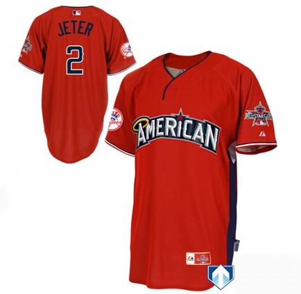 American League Authentic New York Yankees #2 Derek Jeter 2010 All-Star Jerseys red