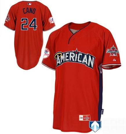 American League Authentic New York Yankees #24 Robinson Cano 2010 All-Star Jerseys red