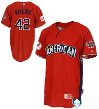 American League Authentic New York Yankees #42 Mariano Rivera 2010 All-Star Jersey red