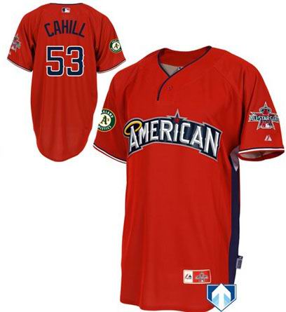 American League Authentic Oakland Atheltics #53 Trevor Cahill 2010 All-Star Jerseys red