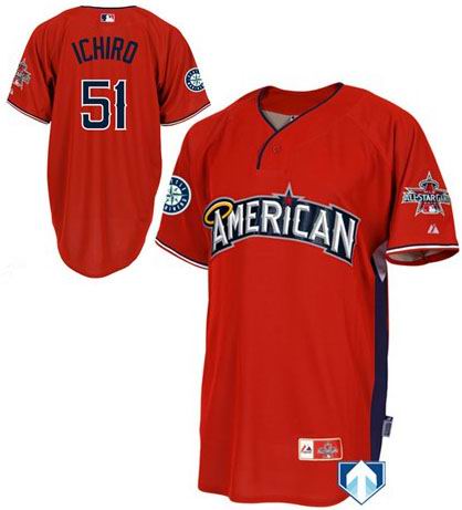 American League Authentic Seattle Mariners #51 Ichiro Suzuki 2010 All-Star Jersey red