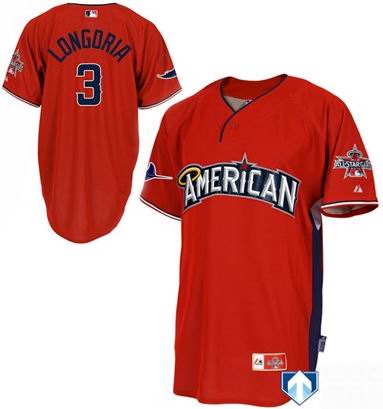 American League Authentic Tampa Bay Rays #3 Evan Longoria 2010 All-Star Jerseys red