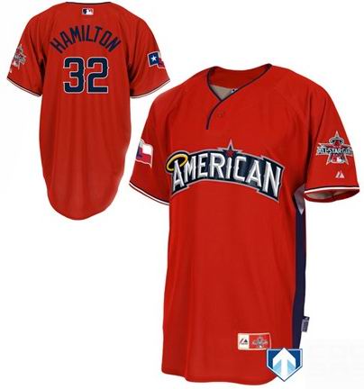 American League Authentic Texas Rangers #32 Josh Hamilton 2010 All-Star Jerseys red