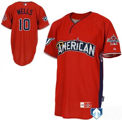 American League Authentic Toronto Blue Jays #10 Vernon Wells 2010 All-Star Jerseys red