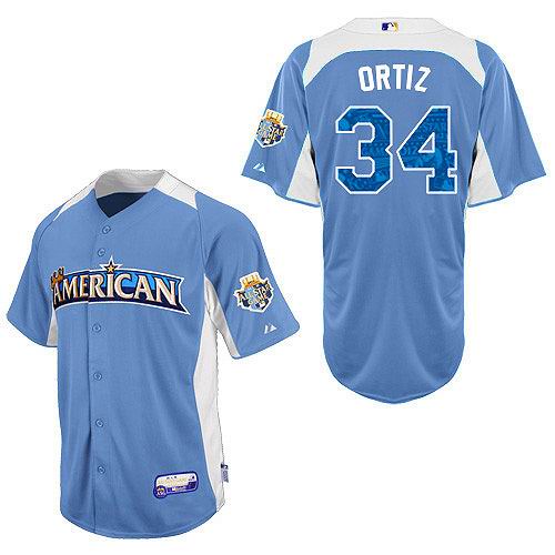 American League Boston Red Sox 34# David Ortiz 2012 All-Star lt blue Jersey