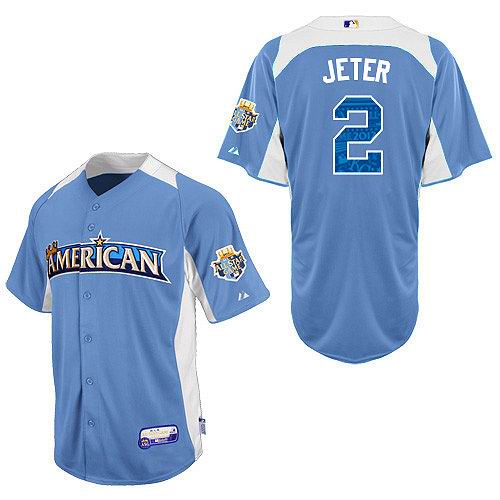 American League New York Yankees #2 Derek Jeter 2012 All-Star lt blue Jerseys