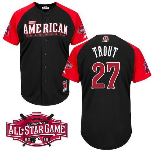 Anaheim Angels 27 Mike Trout Black 2015 All-Star American League Baseball Jersey