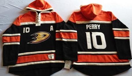 Anaheim Ducks 10 Corey Perry Black Sawyer Hooded Sweatshirt NHL Jersey