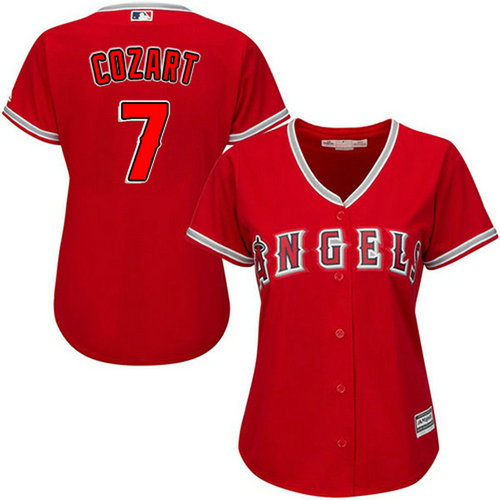Angels #7 Zack Cozart Red Alternate Women's Stitched MLB Jersey_1