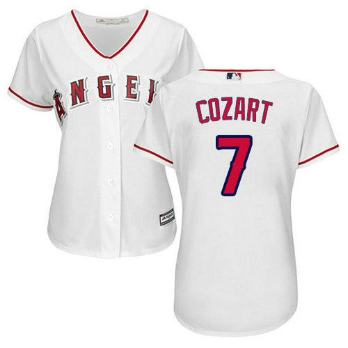 Angels #7 Zack Cozart White Home Women's Stitched MLB Jersey_1