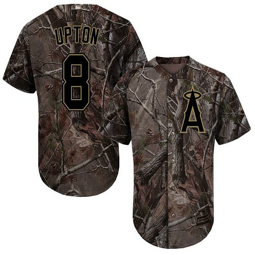 Angels #8 Justin Upton Camo Realtree Collection Cool Base Stitched Youth Baseball Jersey