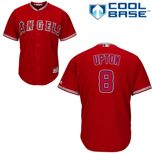 Angels #8 Justin Upton Red Cool Base Stitched Youth MLB Jersey