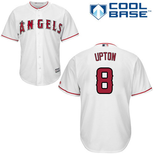 Angels #8 Justin Upton White Cool Base Stitched Youth MLB Jersey