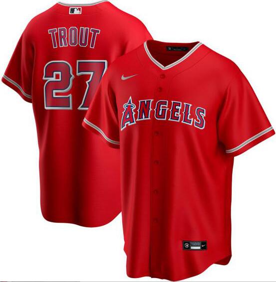 Angels 27 Mike Trout Red 2020 Nike Cool Base Jersey
