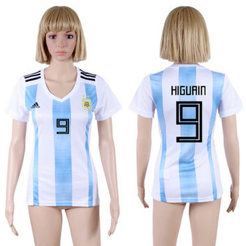 Argentina 9 HIGUAIN Home Women 2018 FIFA World Cup Soccer Jersey