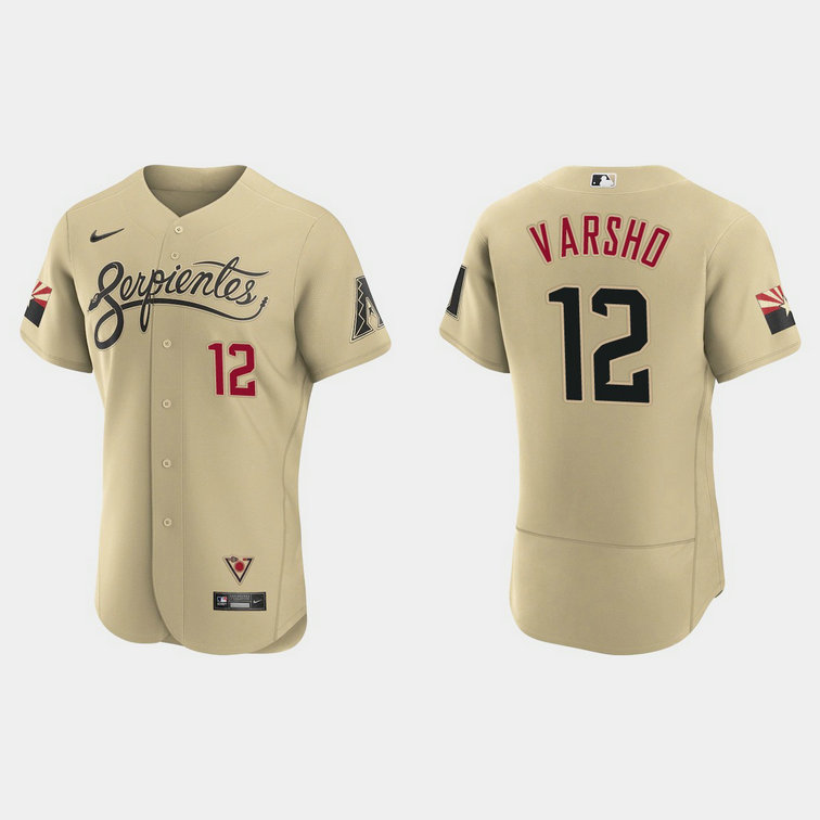 Arizona Diamondbacks #12 Daulton Varsho Men's Nike 2021 City Connect Authentic MLB Jersey Gold