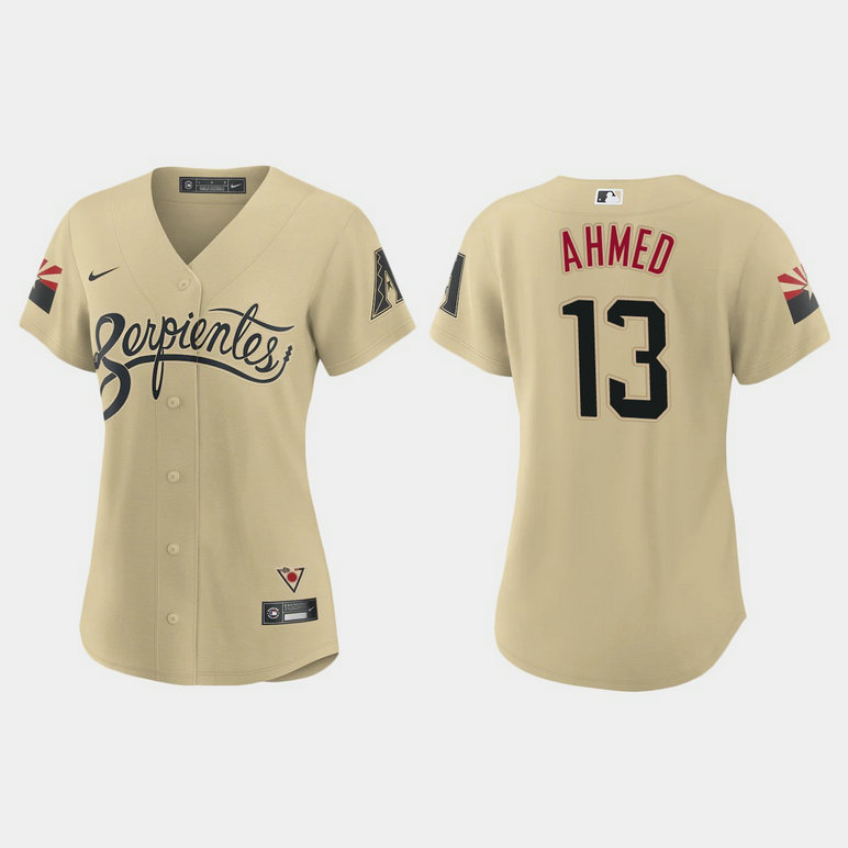Arizona Diamondbacks #13 Nick Ahmed Women's Nike 2021 City Connect MLB Jersey Gold