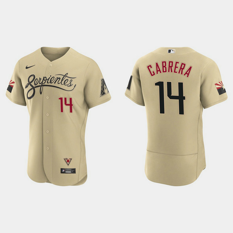 Arizona Diamondbacks #14 Asdrubal Cabrera Men's Nike 2021 City Connect Authentic MLB Jersey Gold