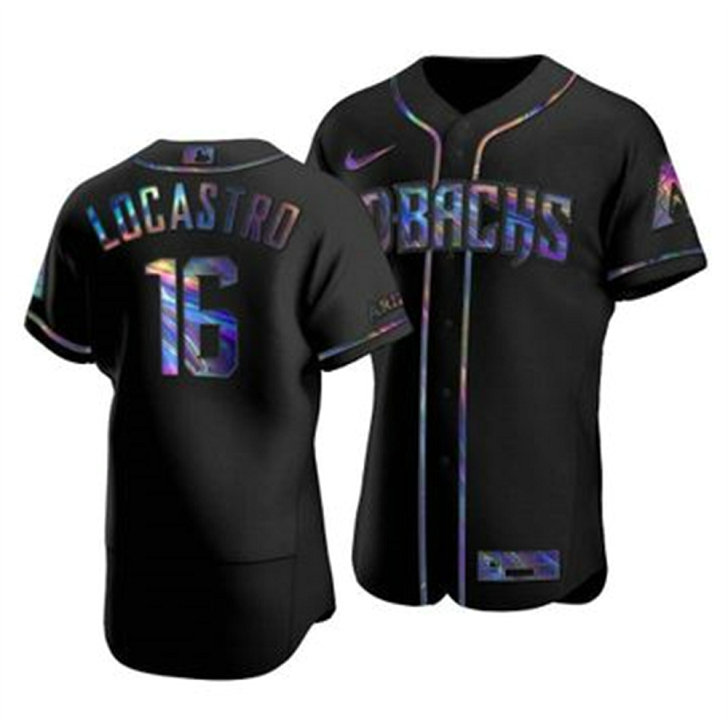Arizona Diamondbacks #16 Tim Locastro Men's Nike Iridescent Holographic Collection MLB Jersey - Black